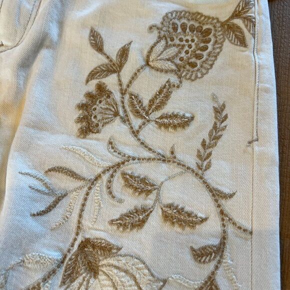 Pilcro and the Letterpress Off White Tan Embroidered Jeans Size 30 NWT - Picture 7 of 16